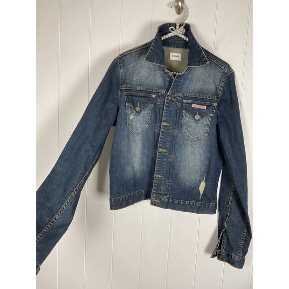 Hudson Jeans Women's Denim Jacket Intentional Distressing Size XL - Picture 4 of 8